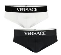 Versace 2-Pack Tex Jersey Low Rise Essential Brief, Black/White - X-Large
