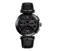 Versace Aion Chronograph Men's Watch Black Leather Black Steel 45mm VE1D00519