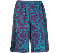 Versace Barocco Silhouette-print silk shorts - Blue 46