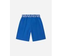 Versace Boys Embroidered Logo Shorts in Blue - Blue - 6 Yrs