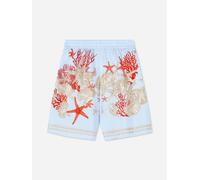 Versace Boys Silk Barocco De La Mer Shorts in Blue - Blue - 4 Yrs