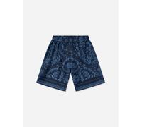 Versace Boys Silk Barocco Shorts in Navy - Blue - 14 Yrs