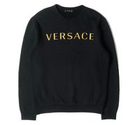 Versace Brushed Embroidery Logo Gold Sweater Sweatshirt Pullover Jumper M