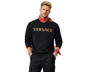 Versace Brushed Embroidery Logo Gold Sweater Sweatshirt Pullover Jumper M