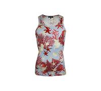 Versace Coral Print Ribbed Tank Top, Blue - Medium