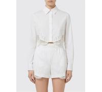 Versace Cropped Cotton Shirt with Lace Inserts - Size: 38 - female