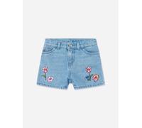 Versace Girls Embroidered Flowers Denim Shorts in Blue - Blue - 5 Yrs