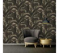 VERSACE GIUNGLA PALM LEAVES WALLPAPER - BLACK GOLD - 96240-1