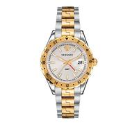 Versace Hellenyium GMT Men's Watch Gold Silver Steel White Dial 42mm V11030015