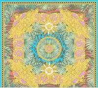 Versace Home designer wallpaper green gold multicoloured leaves tiles 38703-1 (1