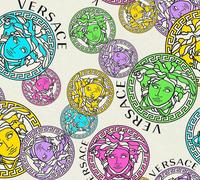 Versace Home designer wallpaper white colourful Medusa logo 38610-1 (7,90£/1qm)