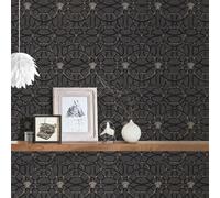 Versace La Scala Del Palazzo Geometric Wallpaper - Black And Silver - 37049-4 - 10M X 70Cm