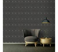 Versace La Scala Del Palazzo Geometric Wallpaper - Black And Silver - 37049-4 - 10M X 70Cm