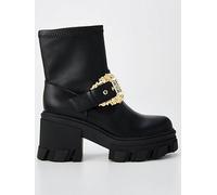Versace Jeans Couture Buckle Detail Biker Boots - Black Black
