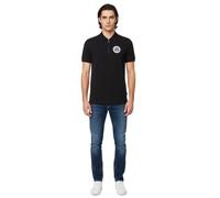 VERSACE JEANS COUTURE Cotton Printed Logo Zip Black Polo Shirt M