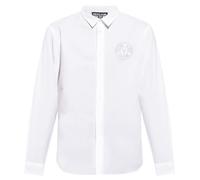 VERSACE JEANS COUTURE Cotton Printed V-Emblem Logo White/Gold Shirt M