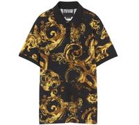VERSACE JEANS COUTURE Cotton Watercolour Couture Black/Gold Polo Shirt XXL