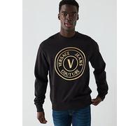 Versace Jeans Couture V Emblem Foil Print Sweatshirt, Black, Size S, Men Black