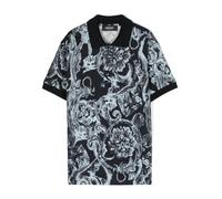 Versace Kids Barocco-print piqué-weave polo shirt - Blue 8