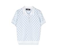 Versace Kids checkerboard-knit cotton polo shirt - White 10