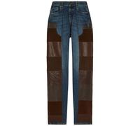 Versace Leather and Suede Patchwork Straight-leg Jeans - Blue - 28 (W28 / UK10 / S)