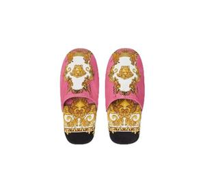 Versace Medusa Renaissance Print Slippers, White fuchsia, Large