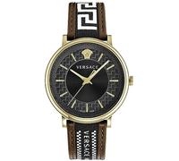 Versace Men's Analog Quartz Watch with Leather Strap VE5A01721, Black, Fashion