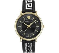 Versace Men's Analog Quartz Watch with Leather Strap VE5A01921, Black, Fashion