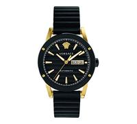 Versace Men's Automatic Watch Theros Black PVD IP Gold Leather Strap Swiss Made VEDX00419