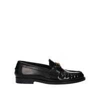Versace Men's Leather Loafer with Front Logo and Detail - Black - 38.5 EU