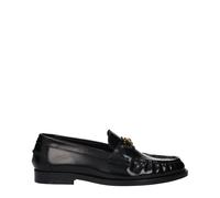 Versace Men's Leather Loafer with Front Logo and Detail - Black - 38 EU