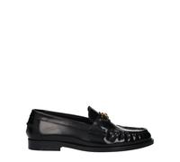 Versace Men's Leather Loafer with Front Logo and Detail - Black - 39 EU