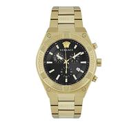Versace Men's Luxury Sport Black Dial Gold Bracelet Chronograph Watch V-Sporty Greca 46mm OS