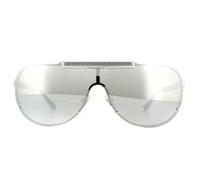 Versace Men's Shield Silver Light Grey Silver Mirror Sunglasses Versace Silver One Size