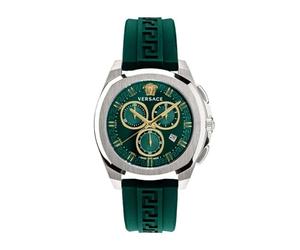 Versace Men's Watch Chronograph Chronograph GEO Green Silver 43 mm VE7CA0223, Green, Luxury