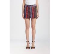 Versace Multicolor Striped Cotton Denim Pencil Mini Skirt - Size: 42 - female