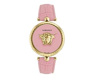 Versace Palazzo Empire Collection Luxury Ladies Watch with a Pink Strap with a Gold Case and Pink Dial, Gold, Olympics, Palazzo Empire