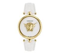 Versace Palazzo Empire Collection Luxury Ladies Watch with a White Strap with a Gold Case and White Dial, Gold, Olympics, Palazzo Empire