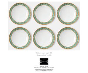 Versace Rosenthal - La Scala Del Palazzo Verde - Set 6 Soup Plates ø 22 cm