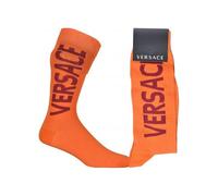 Versace Script Logo Sports Socks, Orange/burgundy - UK 9-11