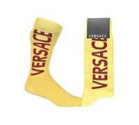 Versace Script Logo Sports Socks, Yellow/burgundy - UK 4-5