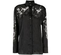 Versace sheer-lace crinkled satin shirt - Black 40-44