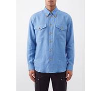 Versace Shirt Men color Blue - Size: 52 - male
