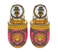 Versace Slippers Terry Towelling I Love Baroque, Size: S, Colour: White/Fuchsia, White fuchsia, Small