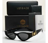 Versace Sunglasses Black Rectangle Grey Gold Medusa MOD VE 4454 GB1/87