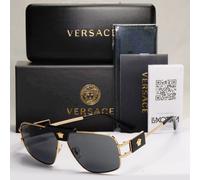 Versace Sunglasses Gold Black Grey Metal Navigator Pilot MOD VE 2251 1002/87