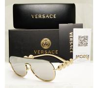 Versace Sunglasses Gold Silver Mirror Medusa Shield Unisex MOD VE 2215 1252/6G