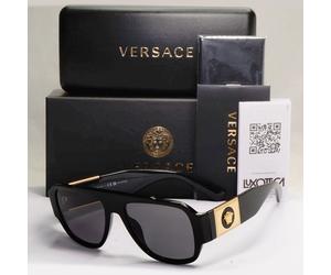 Versace Sunglasses Polarized Black Gold Medusa Square Biggie MOD VE 4436U GB1/81