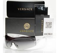 Versace Sunglasses White Grey Shield Unisex Visor Wrap Ski 2054 1000/8G