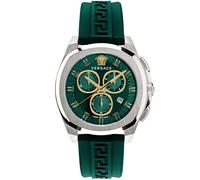 Versace Men's Watch Chronograph Chronograph GEO Green Silver 43 mm VE7CA0223, Green, Luxury